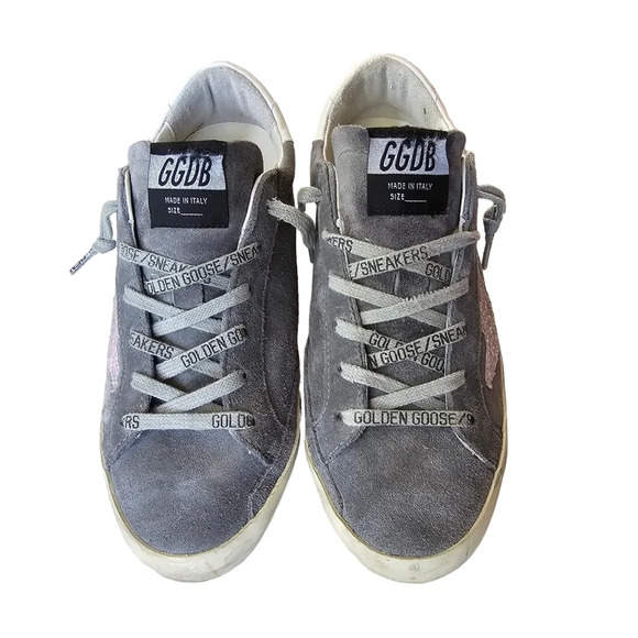 Golden Goose Superstar Size 38 Nordstrom Private Edition Gray Suede Pink Glitter - Picture 5 of 9